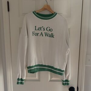 White & Green "Let's Go For A Walk" Casual Sweatshirt